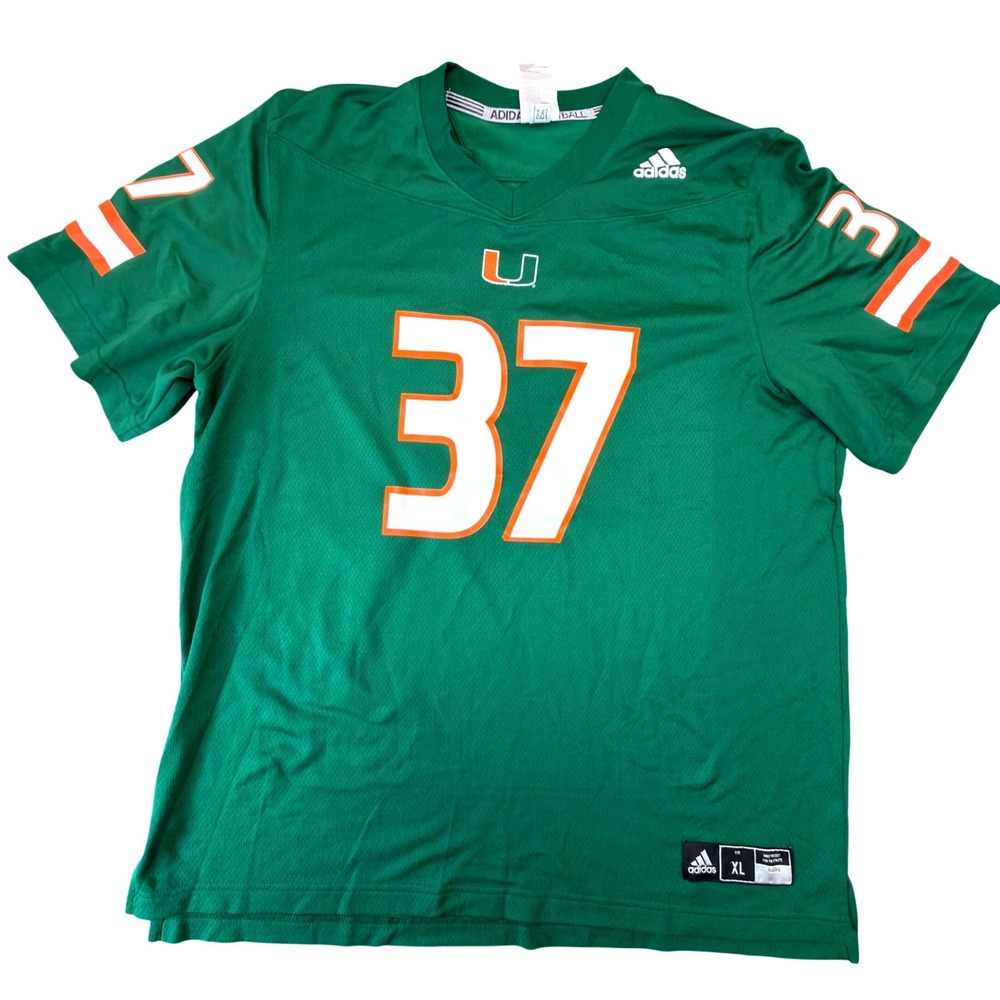 Adidas Miami Hurricanes Parrott 37 Football Jersey Green Mens XL